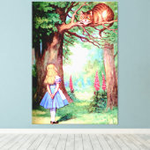 Alice und die Cheshire Cat in Wonderland Leinwanddruck (Insitu (Holzboden))