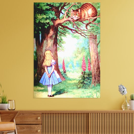 Alice und die Cheshire Cat in Wonderland Leinwanddruck (Insitu (Wohnzimmer))