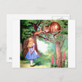 Alice und die Cheshire Cat in Wonderland Postkarte (Vorne/Hinten)