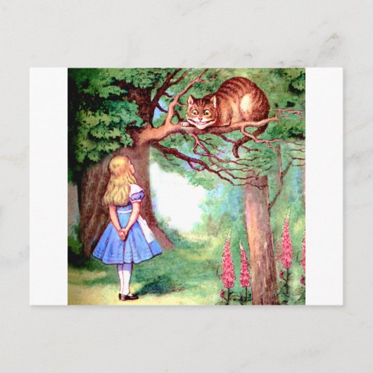 Alice und die Cheshire Cat in Wonderland Postkarte (Vorderseite)
