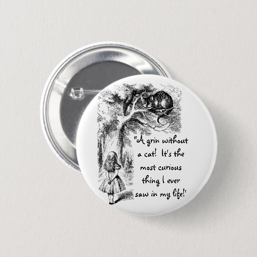 Alice und die Cheshire-Katze Button (Vorne & Hinten)