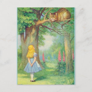 Alice und die Cheshire-Katze Farbe Postkarte