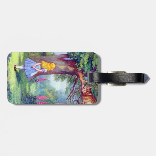 Alice und die Cheshire-Katze farbenreich Gepäckanhänger (Rückseite horizontal)