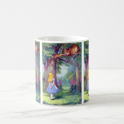 Alice und die Cheshire-Katze farbenreich Kaffeetasse (Mittel)
