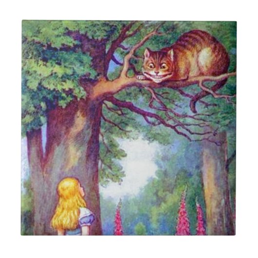 Alice und die Cheshire-Katze Fliese (Vorderseite)