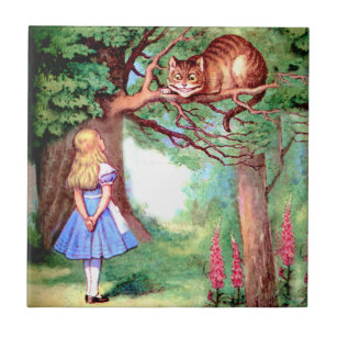 Alice und die Cheshire-Katze im Märchenland Fliese