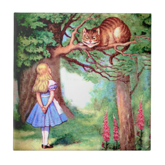 Alice und die Cheshire-Katze im Märchenland Fliese