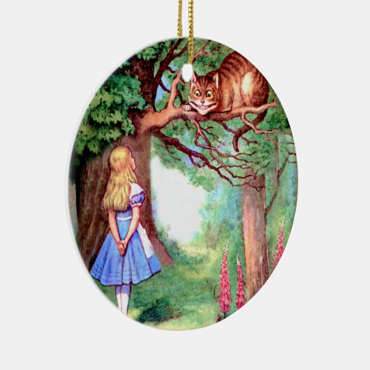 Alice und die Cheshire-Katze im Märchenland Keramikornament (Rechts)
