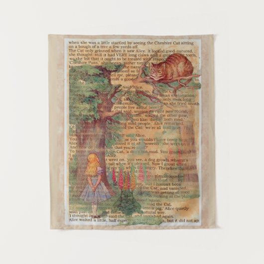 Alice und die Cheshire-Katze Wandteppich (Vorderseite)