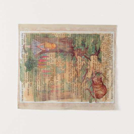 Alice und die Cheshire-Katze Wandteppich (Vorderseite (Horizontal))
