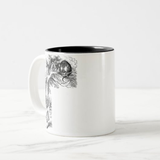 Alice und die Cheshire-Katze Zweifarbige Tasse (Vorderseite Links)