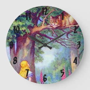Alice und die Cheshire-Katzen-Wanduhr Große Wanduhr