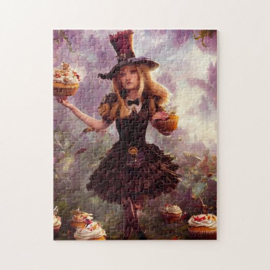Alice und die Cupcakes Steampunk Fantasy Puzzle (Vertikal)