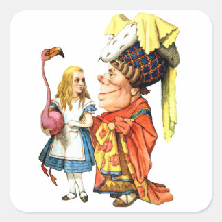 Alice und die Duchess-Diskussion über Flamingo Cro Quadratischer Aufkleber