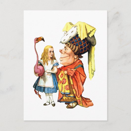 Alice und die Duchess spielen Flamingo Croquet Postkarte (Vorderseite)