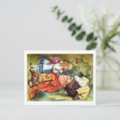 Alice und die Duchess spielen Flamingo Croquet Postkarte (Stehend Vorderseite)