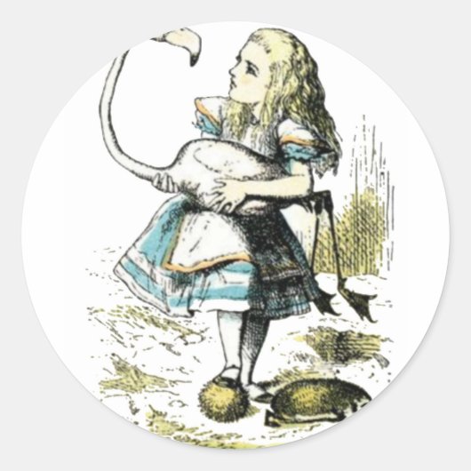 Alice und die Flamingo-Lichtpastells Runder Aufkleber (Vorderseite)