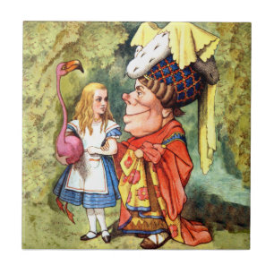 Alice und die Herzogin spielen Flamingo-Croquet Fliese