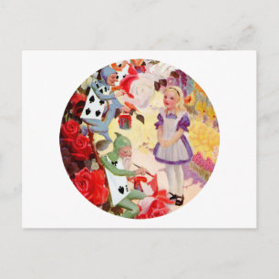 Alice und die Karten, die die Rosen der Königin ma Postkarte