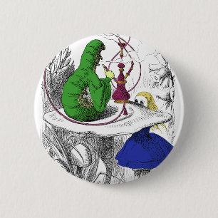 Alice und die Raupe Button