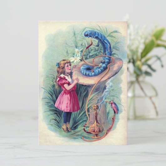 Alice und die Raupe Einladung (Stehend Vorderseite)