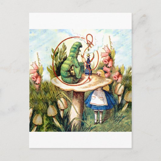 Alice und die Raupe im Wunderland Postkarte (Vorderseite)