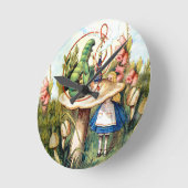 Alice und die Raupe im Wunderland Runde Wanduhr (Winkel)