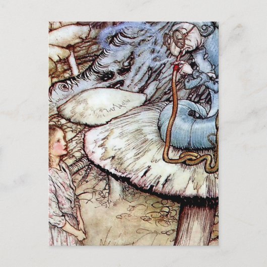 "Alice und die Raupe" von Arthur Rackham Postkarte (Vorderseite)