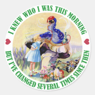 ALICE UND DIE RAUPEN RUNDER AUFKLEBER