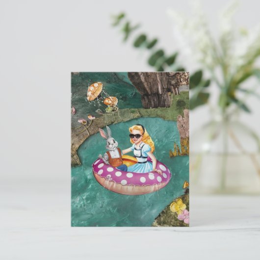 Alice und die Retrocollage des Gray Rabbit Postkarte (Stehend Vorderseite)