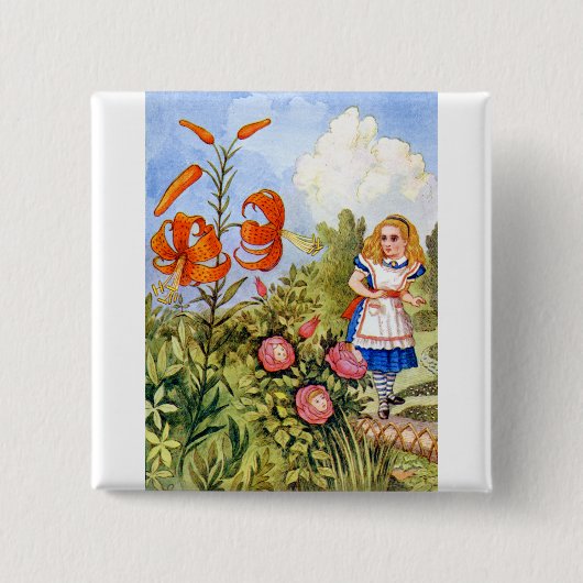 Alice und die Talking-Blume in Wonderland Button (Vorderseite)