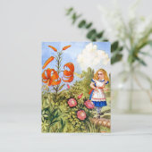 Alice und die Talking-Blume in Wonderland Postkarte (Stehend Vorderseite)