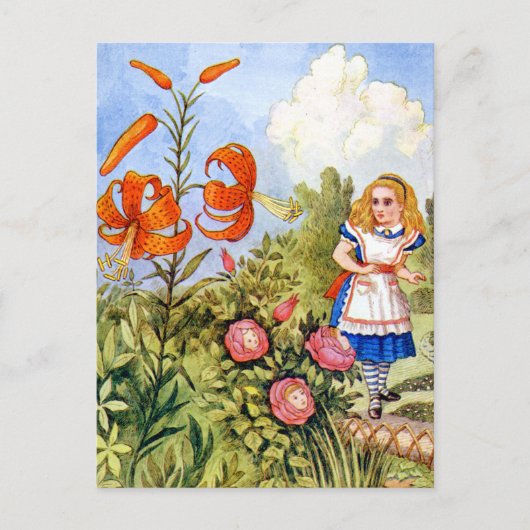 Alice und die Talking-Blume in Wonderland Postkarte (Vorderseite)