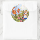Alice und die Talking-Blume in Wonderland Runder Aufkleber (Tasche)
