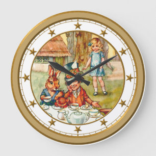 Alice und die verrückte Teeparty des Hutmachers Große Wanduhr