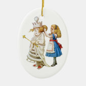 Alice und die weiße Königin im Märchenland Keramikornament (Vorne)