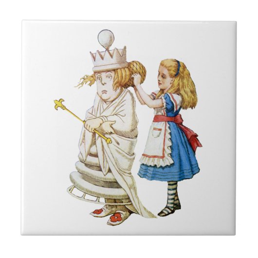 Alice und die White Queen in Wonderland Fliese (Vorderseite)