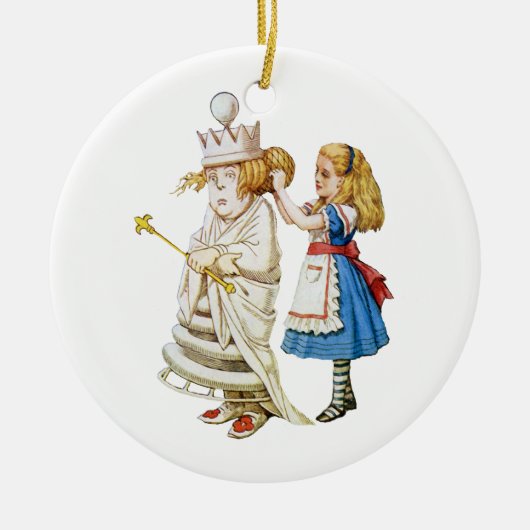 Alice und die White Queen in Wonderland Keramikornament (Vorne)
