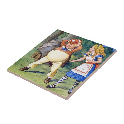 Alice und ein verärgertes Tweedledum im Fliese (Seite)