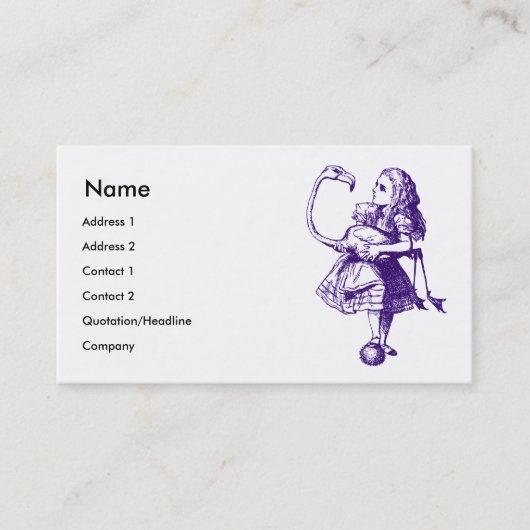 Alice und Flamingo schwärzten Lila mit Tinte Visitenkarte (Vorderseite)