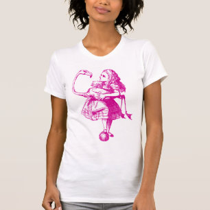 Alice und Flamingo schwärzten Rosa mit Tinte T-Shirt