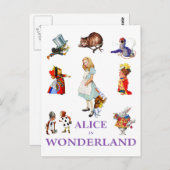 Alice und Freunde aus Wunderland Postkarte (Vorne/Hinten)