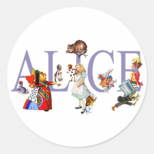 ALICE UND FREUNDE IN WONDERLAND RUNDER AUFKLEBER