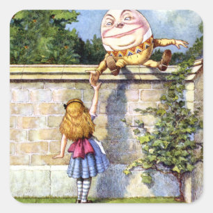 Alice und Humpty Dumpty im Märchenland Quadratischer Aufkleber