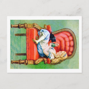Alice und ihr Cat Dinah im Big Red Velvet Chair Postkarte