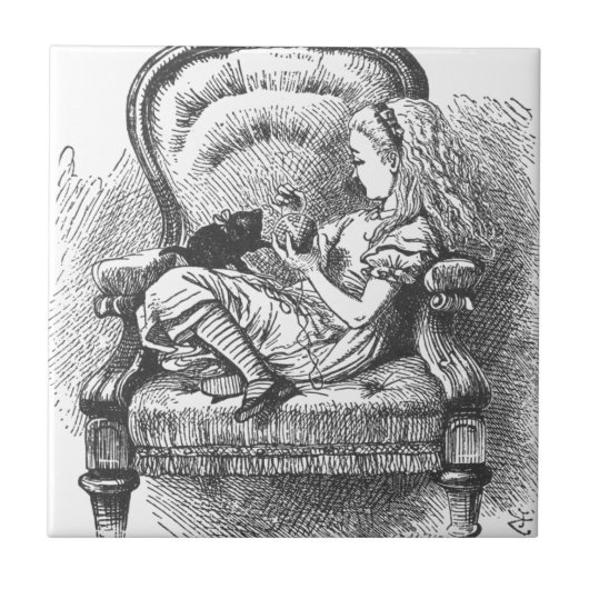 Alice und ihr Kätzchen Fliese (Vorderseite)