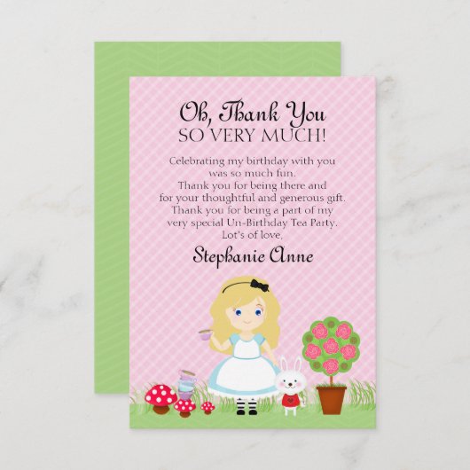 Alice und ihr Tea-Party Einladung (Vorne/Hinten)