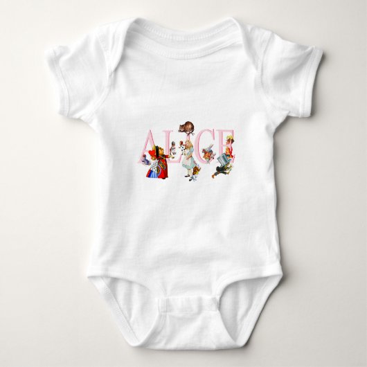 ALICE UND IHRE FREUNDE IN WONDERLAND BABY STRAMPLER (Vorderseite)