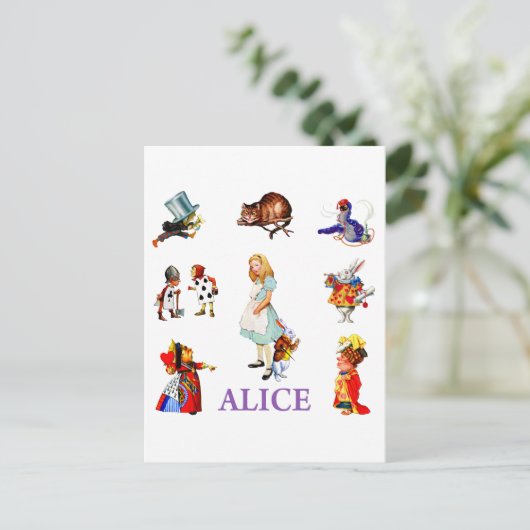Alice und ihre Freunde in Wonderland Postkarte (Stehend Vorderseite)