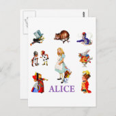 Alice und ihre Freunde in Wonderland Postkarte (Vorne/Hinten)